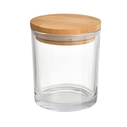 [K1775] Glass candle jar and bamboo lid